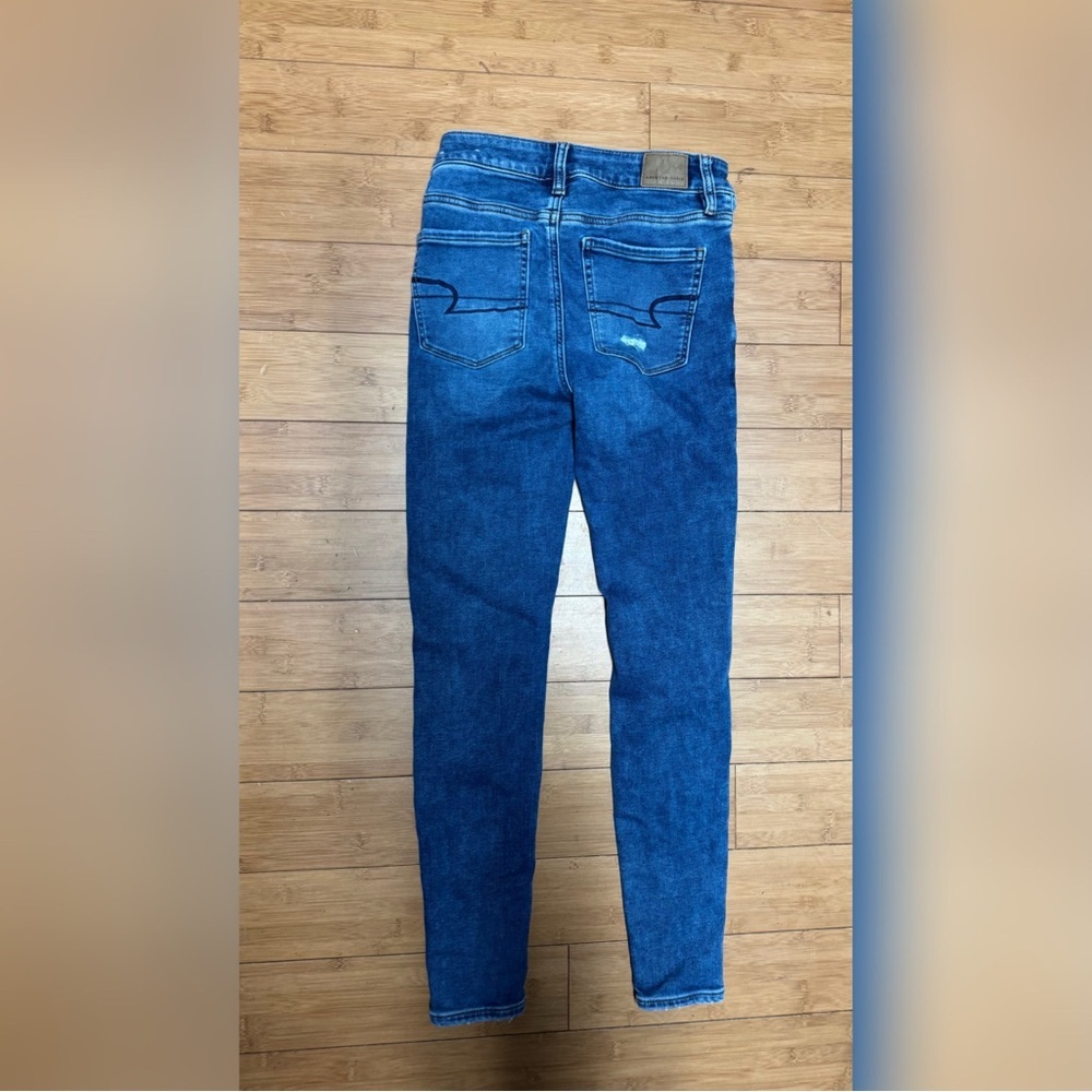 American Eagle Outfitters Women's Distressed Blue Skinny Jeans - Picture 2 of 6